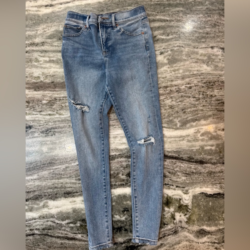 Express Skinny High-Rise Light Blue Distressed Skinny Jeans Size 2 Regular